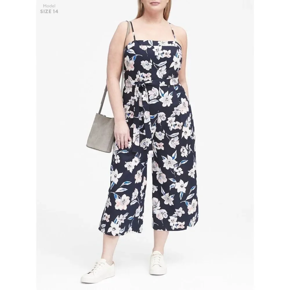 Banana Republic Floral‎ Linen Wide Leg Jumpsuit